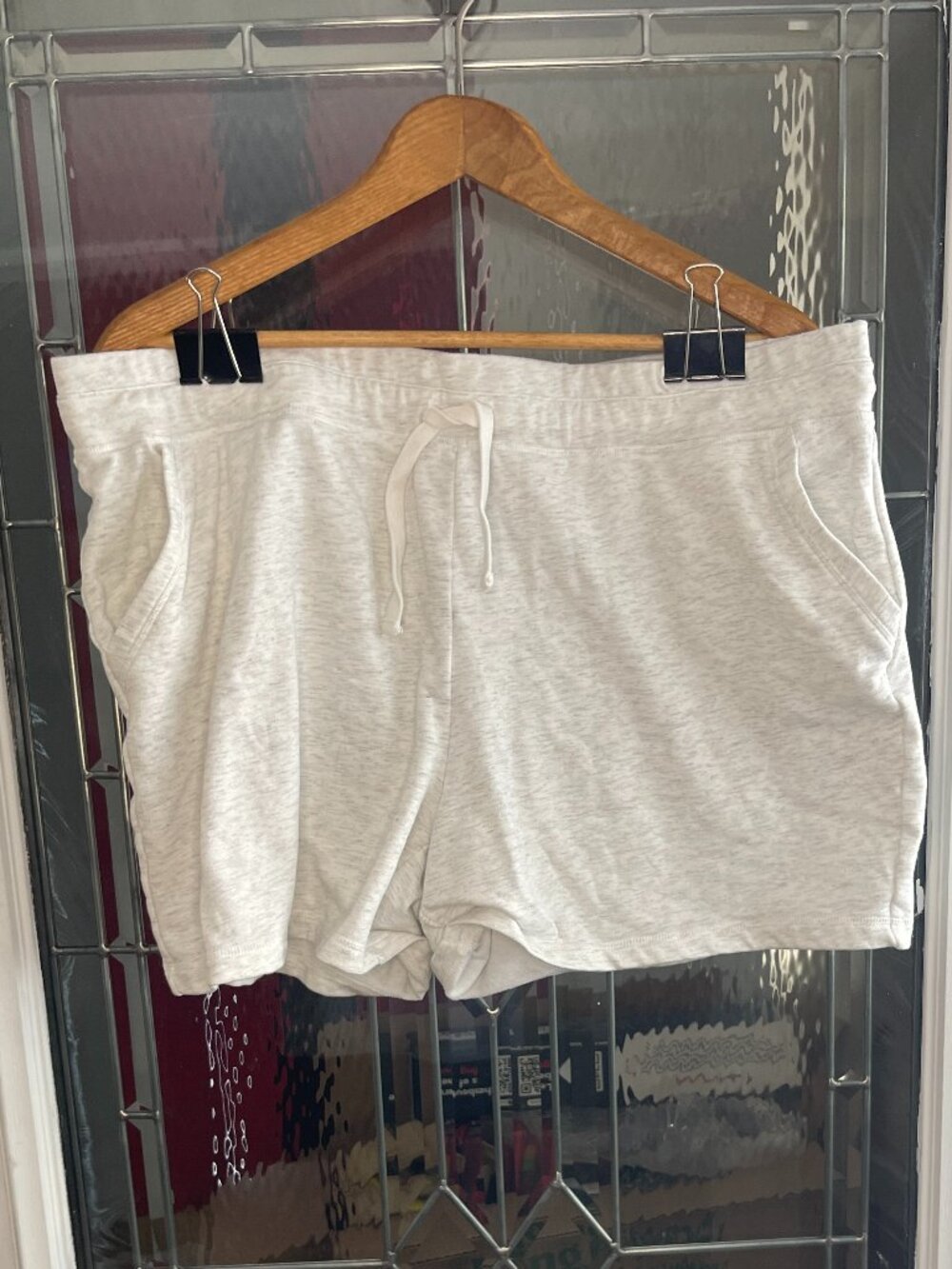 32 Degrees Cool Womens Lt Gray Workout Shorts Sz XXL Pockets Drawstring Gym Yoga